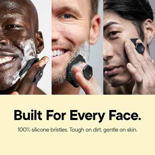 TOOLETRIES Men's Face Scrubber - Premium Silicone Facial Cleansing Brush, Gentle Exfoliator Pad & Soft-Touch Massager - Removes Dead & Dry Skin - Long Lasting Shower Accessories - Charcoal