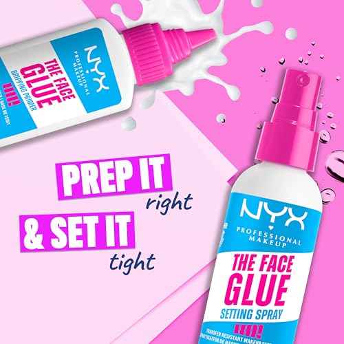 NYX PROFESSIONAL MAKEUP The Face Glue Setting Spray, Transfer-Resistant Waterproof Setting Spray, Up to 24HR Make Up Wear