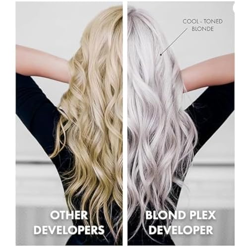HAIR BAR NYC 30 Volume - Blond Plex Anti-Yellow Porfessional Lightening System for Charcoal Hair Bleach - Violet Developer with Plex, Reduce Brassy, Eliminates Orange Tones 33.8oz/1lt