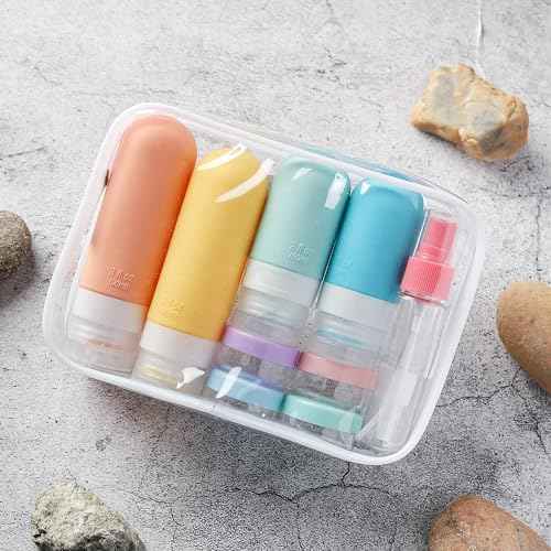 16 Pack Travel Bottles Set - TSA Approved Leak Proof Silicone Squeezable Containers for Toiletries, Conditioner, Shampoo, Lotion & Body Wash Accessories (White)