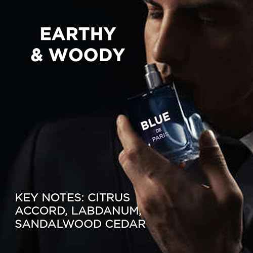 NovoGlow Blue De Paris For Men - 3.4 Fl. Oz. 100ml Men's Perfume Carrying Pouch - Refreshing Combination of Woody Floral & Fruity Scents - Masculine Scent Lasts All Day A Gift for Any Occasion