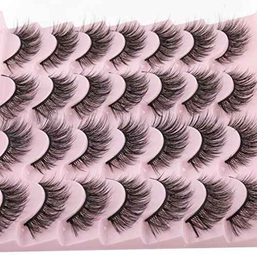 False Eyelashes 14mm Faux 3D Mink Lashes Natural Look Cat Eye Wispy Lashes Pack by Kiromiro, 14 Pairs