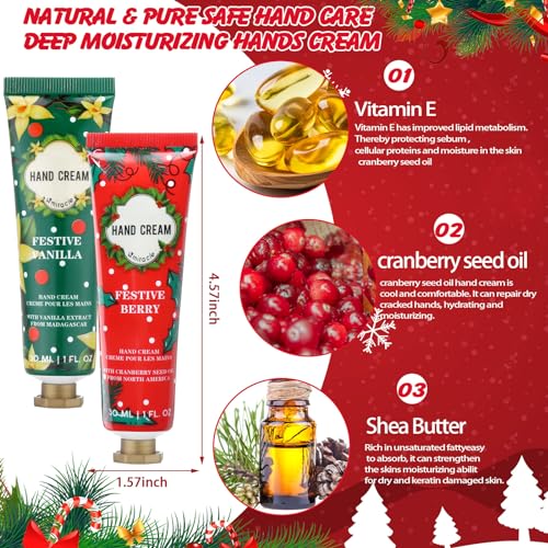 10 Set Christmas Hand Cream Gift Bulk with Gift Boxes 30 Pcs Travel Size Moisturizing Hand Lotions for Christmas Stocking Stuffers Xmas Party Favors Holiday Gifts for Women Mom(Xmas Tree)