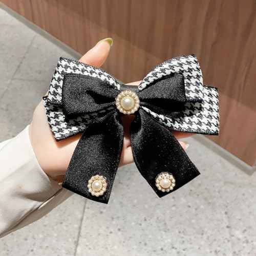 2PCS Checkered Bow Hair Clips for Women Girls, Cute Bow Hair Clips, Black Checkered to School Outfit, Wedding Party Hair Accessories