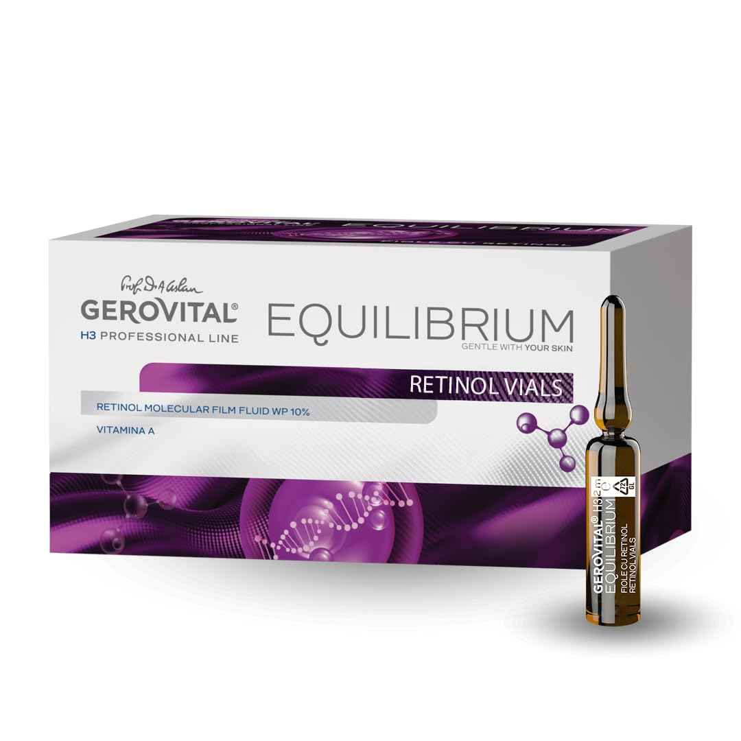 GEROVITAL EQUILIBRIUM Face Serum with Retinol, Moisturizer Face Serum, Improves Skin Elasticity, Professional Line for Beauty Salons, 20 Vials