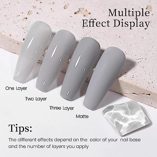 MAYCHAO Jelly Grey Gel Nail Polish 1Pc Nail Polish 15ML Soak Off UV LED Nail Gel Polish Nail Art Starter Manicure Salon DIY at Home, 0.5 OZ