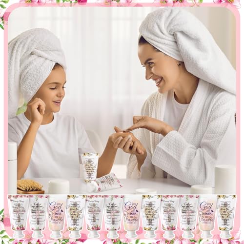 24 Pcs Christian Hand Cream Bulk Gifts for Women Breast Cancer Awareness Favors Bible Verse Lotion Scripture Travel Hand Lotion for Dry Cracked Bulk Religious Gifts for Women (Cross Style)