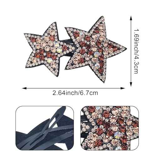 16 PCS Star Snap Hair Clips, Y2K Hair Accessories Non-slip Small Snap Hair Clips Fabric Diamond Alligator Hair Pins For Toddler Girls Women Metal Hair Barrettes