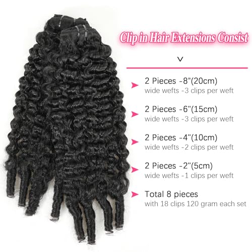 Burmese Curly Clip in Hair Extensions #1B Natural Black Color Curly Clip ins For Women Brazilian Virgin Clip on Hair(22inch,#1B)