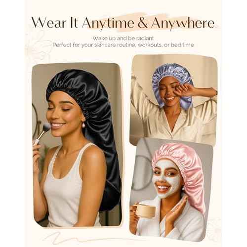 YANIBEST Long Bonnet Braid Bonnet for Sleeping Adjustable Satin Silk Bonnet for Braids Sleep Bonnet for Women Locs