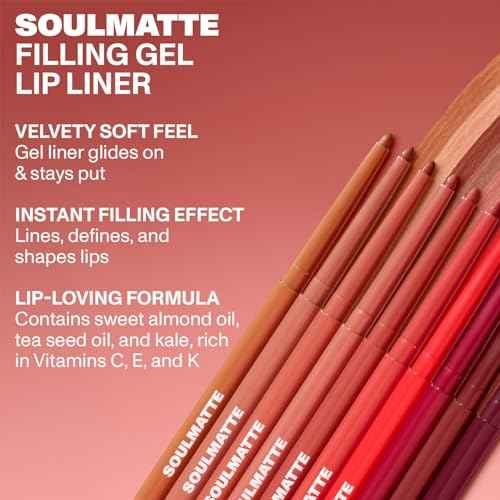 MORPHE Soulmatte Gel Lip Liner - Creamy Lip Pencil with a Matte Formula - Precision Contour Pencil with Sweet Almond & Tea Seed Oil for Long-Lasting Definition - Whipped (0.007 oz)
