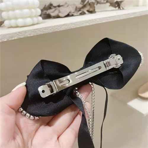 Big Hair Bows Hair Clips Barrettes for Women, Rhinestone Tassel Hair Clip French Design Barrettes Fashion Hair Styling Accessories for Women Girls