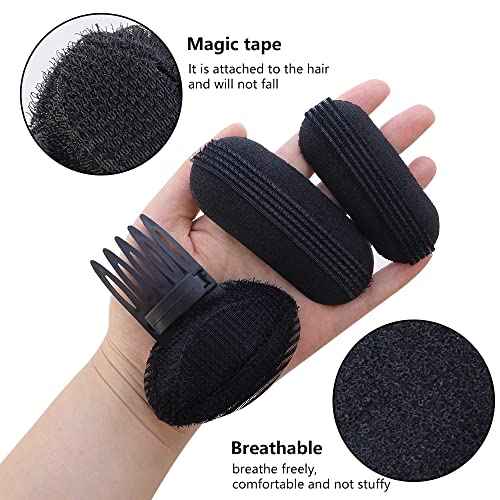 TCOTBE Women's Fluffy Princess Styling Volume Hair Pads(4) and Bump Up Combs(2) Inserts - 6 Pcs Set for DIY Hairstyles