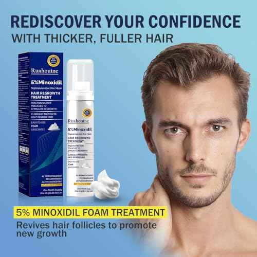 5% Minoxidil Foam for Hair Regrowth, Topical Hair Loss Treatment for Men to Regrow Fuller, Thicker Hair, Rosemary Minoxidil Topical Aerosol, 60ml / 2.11oz