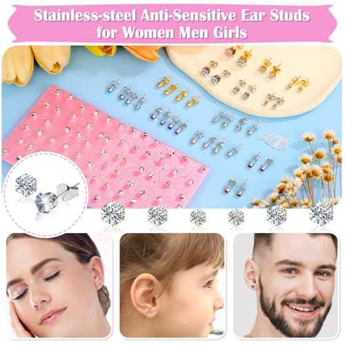 Ear Piercing Gun Kit, Reusable Ear Nose Piercing Gun Machine with Stainless Steel Piercing Earrings Studs, Crystal Earrings for At Home Salon Earlobe Cartilage Helix Tragus Piercing Tool Set