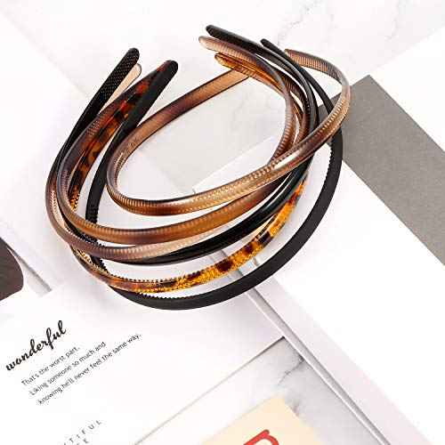 WILLBOND 6 Pieces Plastic Headbands for Women Thin Headband with Teeth Plain Head Bands for Halloween Christmas Women's Hair