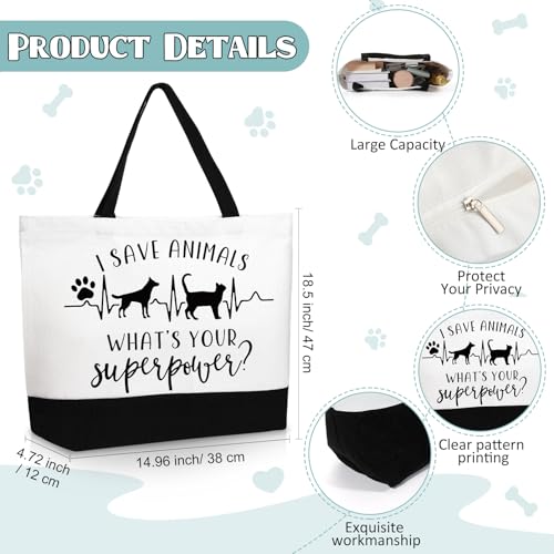 Paterr 2 Pcs Vet Tech Week Gifts Tote Bags Canvas Makeup Bags Veterinary Appreciation Thank Gifts for Vet Tech Assistant Pet Lover