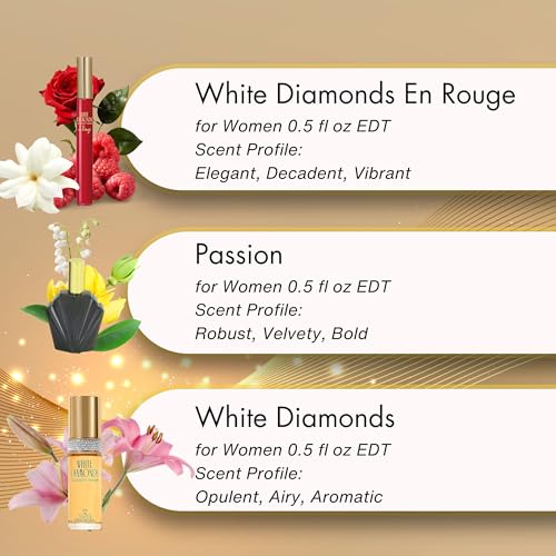 Elizabeth Taylor Fragrance Collection Eau de Toilette 3-Piece Set for Women (White Diamonds, Passion, White Diamonds En Rouge)