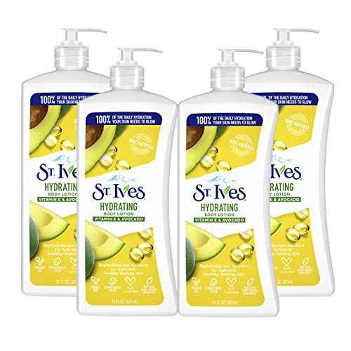 St. Ives Hydrating Hand & Body Lotion Moisturizer for Dry Skin Vitamin E & Avocado Made with 100% Natural Moisturizers 21 oz (pack of 4)