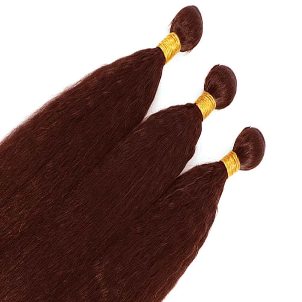 Giginger Brazilian Human Hair Bundles 26 28 30 Inch Brown Copper Red Yaki Wave Bundles Human Hair Unprocessed Virgin Quick Weave Hair for Black Women