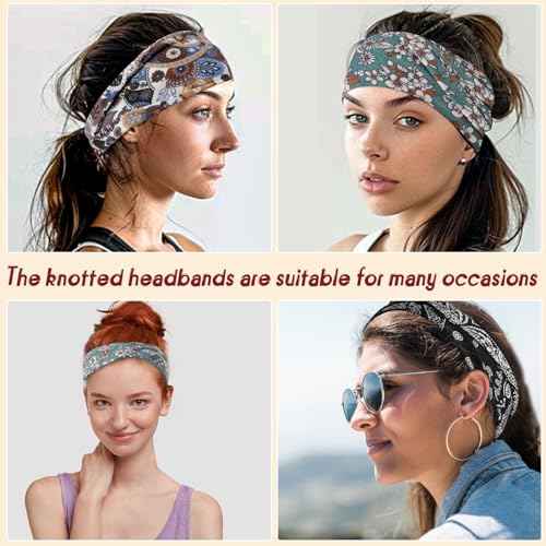 obeoby 8 Pack Headbands for Women, Boho Style Headbands Non Slip Fashion Wide Headband Hair Wrap Stocking Stuffers for Women Girls