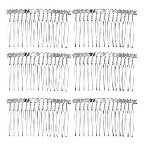 10 Pieces Metal Hair Comb Clip Wire Wedding Bridal Veil Combs for Women (15 Teeth, Silver)