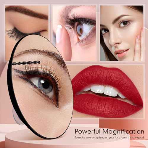 Magnifying Mirror 40X with Suction Cups, Large 6inch Travel 40X Magnified Round Makeup Mirror with High Magnification, Make up Mirror with Tweezers Sets