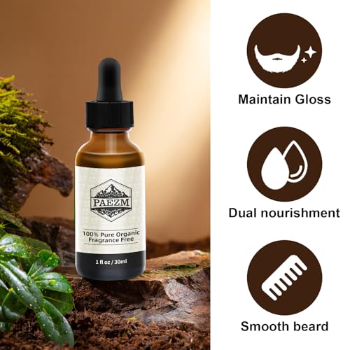 5 Piece Beard Grooming Kit for Men, including All Natural Beard Oil, Beard Balm with Sweet Orange Scent, Comb, Scissors, Storage Bag, Beard Care Set Christmas Birthday Father's Day Gift for Him