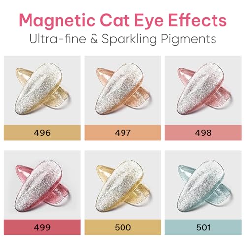 AIMEILI Cat Eye Gel Nail Polish, Hema Free, Cruelty Free, Vegan, Soak Off U V LED Nail Art DIY Gel Manicure Kit Set Of 6pcs X 10ml - 49