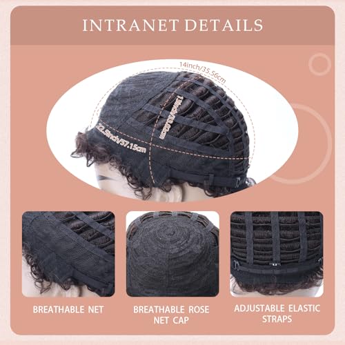 Men's Full Head Wig with Real Hair, Curly Wig, Short Curly Hair, Fluffy and Realistic Curly Strands, Thin Skin, Daily and Party Men's Wig (dark brown)