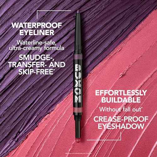 BUXOM Flip Side Dual-Ended Eyeliner & Shadow Duo, Waterline-Safe Liner & Crease-Proof Shadow, Longwear, Primer-Infused, Safe for Contact Lens Wearers, Clean Vegan Formula