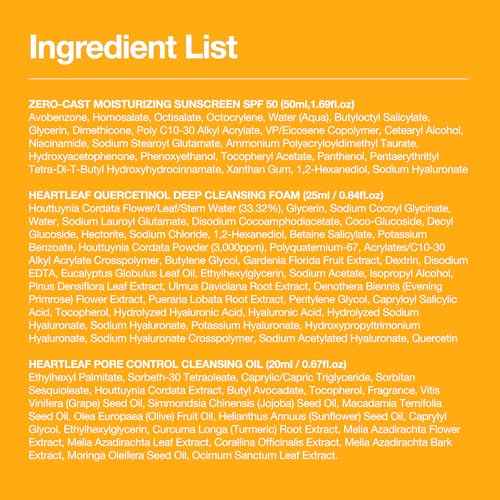 Anua Sun-Ready Travel Kit, Zero-Cast Sunscreen & Cleansing oil & Face Wash. Korean Sunscreen with Mini Size Double Cleansing routine ,Korean Skincare Set