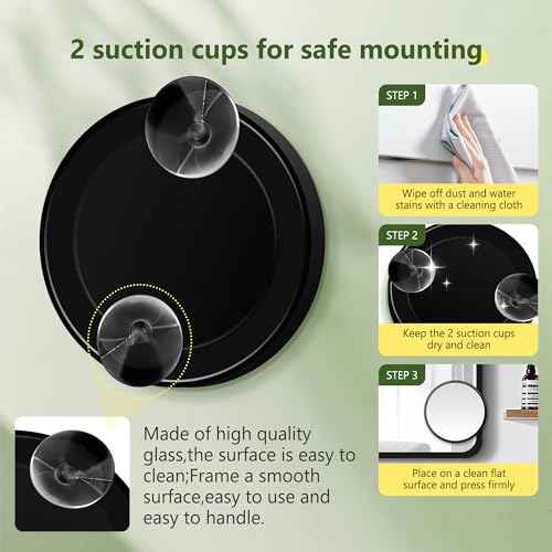 30X Magnifying Mirror, Magnifying Mirror Suction Cup, Travel Makeup Mirrors with Precise Tweezers, Compact Mirrors for The Removal of Female Facial Hair, 3.5 Inches (Black)