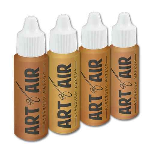 MEDIUM Complexion Professional Airbrush Cosmetic Makeup System / 4pc Foundation Set with Blush, Bronzer, Shimmer and Primer Makeup Airbrush Kit