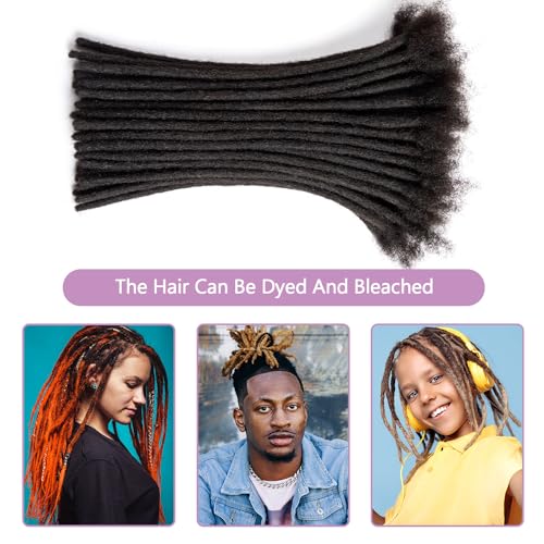 Originea Dreadlock Extensions Human Hair for Man/Women Full Head Handmade 0.8cm Thickness Can Be Dyed and Bleached Dreadlocks Bulk Permanent Loc Extensions (14 Inch 30 Strands, 1B# 0.4cm)