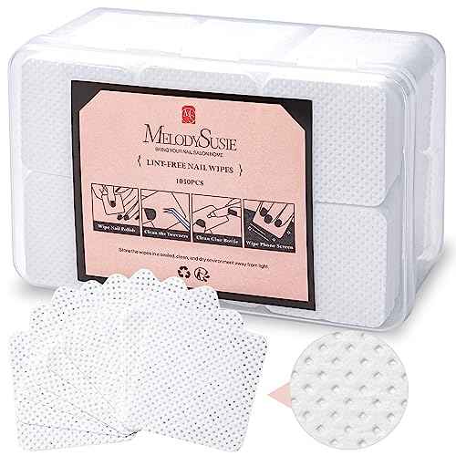 MelodySusie 1050Pcs Lint Free Nail Wipes Super Absorbent Soft Non-Woven for Fingernail Polish Remover and Eyelash Extension Wipes for Nail Art