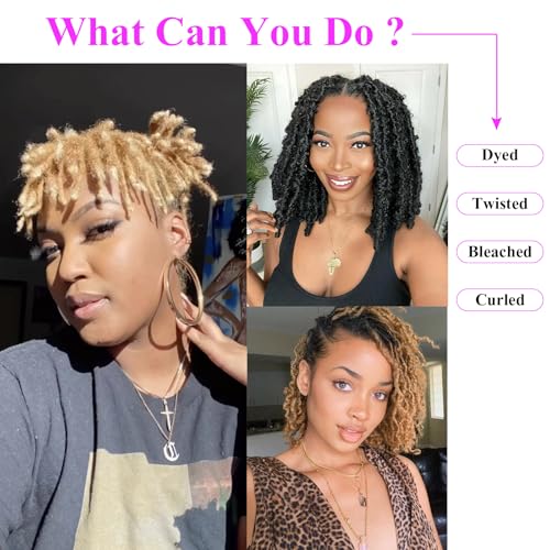 0.6 cm Width 8 Inch 60 Strands Human Hair Loc Extensions, Natural Black 100% Full Handmade Permanent Real Human Hair Dreadlock Extensions for Women/Men/Kids Can Be Dyed Bleached Curled Twisted