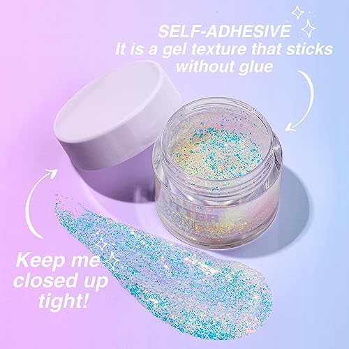 2 Pack Body Glitter Gel - Cosmetic-Grade, Color Changing Christmas Glitter Makeup for Face, Body, and Hair, Safe and Easy to Use, Perfect for Festivals Parties (01 Golden Mirage + 02 Stardust Pink)