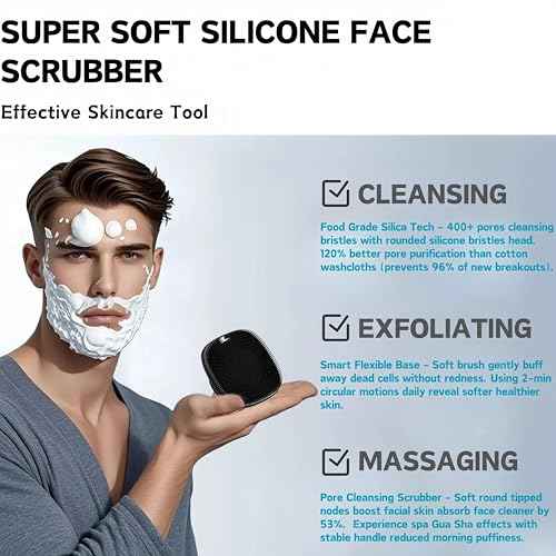 Face Scrubber, Gentle Pore Scrubber Silicone Face Exfoliating Scrubber, Face Wash Brush Manual Waterproof Cleansing Skin Care Face Scrub Wash Brushes for Men and Women