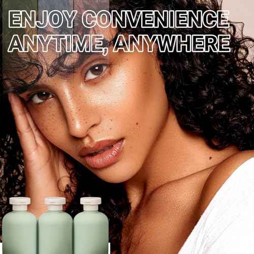 ASEVAT 13.5oz 4Pcs Green Plastic Refillable Travel Shampoo and Conditioner Bottles Plastic Refillable Travel Shampoo Bottles with Flip Cap Shampoo and Conditioner Dispenser