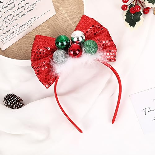 Totelux Christmas Reindeer Antlers Headband Xmas Bells Headband for Women Girls Christmas Party Hair Accessories Photo Props