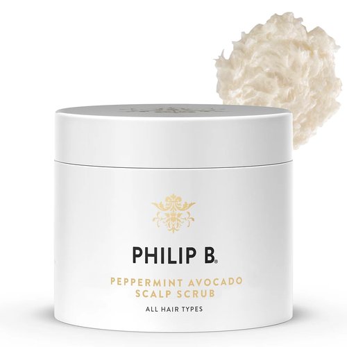 PHILIP B. Peppermint Avocado Scalp Scrub, 8 Fl Oz - Crème Shampoo + Sea Salt Scalp Scrub with Witch Hazel and Aloe, For All Hair Types