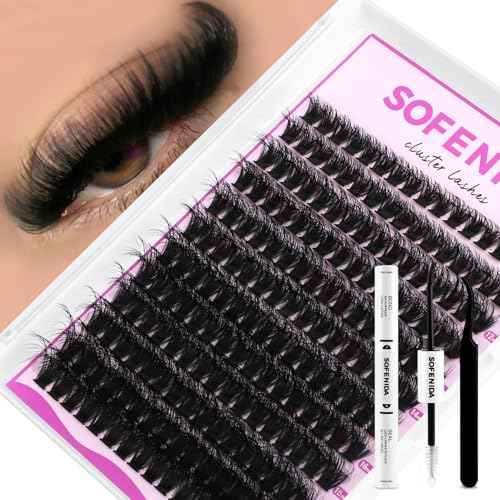 Lash Clusters Kit 80D Lash Clusters Kit 10-18mm Volume Eyelash Clusters D Curvature Cluster Eyelash Extensions 3D Wispy Lashes Clusters DIY Lash Extension Kit(80D-10-18MIX Thick Kit)