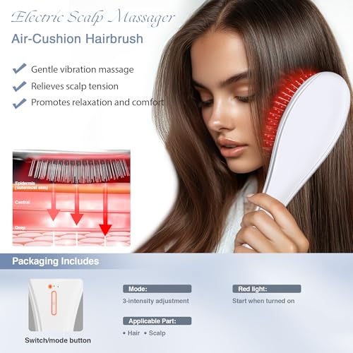 Electric Scalp Massager, Cushion Comb Scalp Massager Brush for Hair Growth-Scalp&Hair Care-Ideal Birthday/Holiday Gift for Men Women