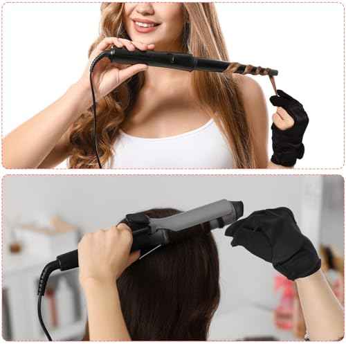2pcs Heat Resistant Gloves for Hair Styling Curling Wand Professional 3 Finger Mittens Glove Iron Barber Glove Reusable Straightener Heat Protector Glove Curling Wand Flat Iron Hot Protection Gloves