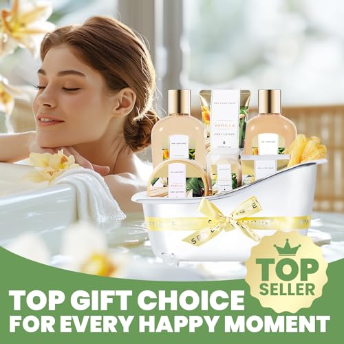 Gifts for Women, Spa Luxetique Spa Gift Baskets for Women, 8 Pcs Vanilla Bath Gift Sets, Vanilla Gift Baskets, Christmas Gifts