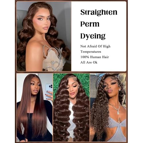 4# Chocolate Brown Lace Front Wig 26 Inch Body Wave Lace Front Wigs Human Hair 13x6 200 Density HD Lace Colored Wigs | Soft Non-shedding Non-tangling Full Length No Peculiar Smell