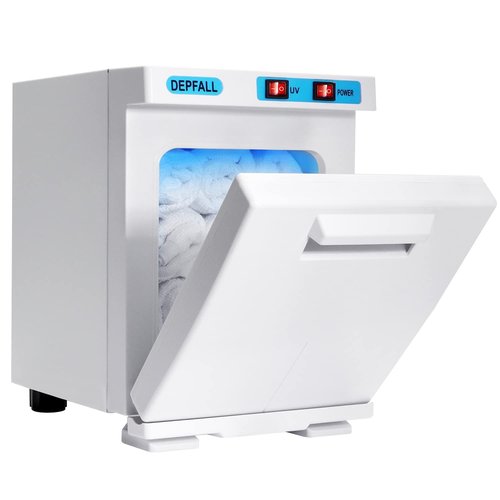 DEPFALL Mini Hot Towel Warmer, 5L Small Hot Towels Cabinet, 2-in-1 Spa Towel Warmers for Facials, Bathroom, Barber, Salon, Esthetician, Beauty, Upgrade Fast Heating Aluminum Interior, White