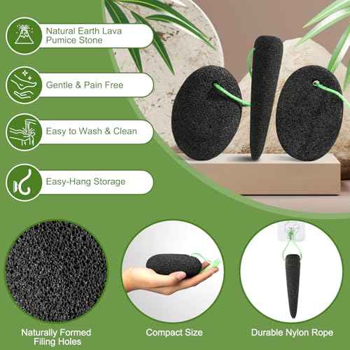 Pumice Stone for Feet, 3 Pack Natural Earth Lava Foot Callus Remover & Pedicure Exfoliator Tools for Heels, Soles and Toe Gaps, Foot Scrubber for Dry & Dead Skin