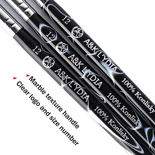 A&K L'YDIA 2 Way Acrylic Professional Konlisky sable hair French Manicure Clean-up Brush Nail Art Brush Bend Nail Dotting Pen Builder Extension UV Gel Acrylic #12